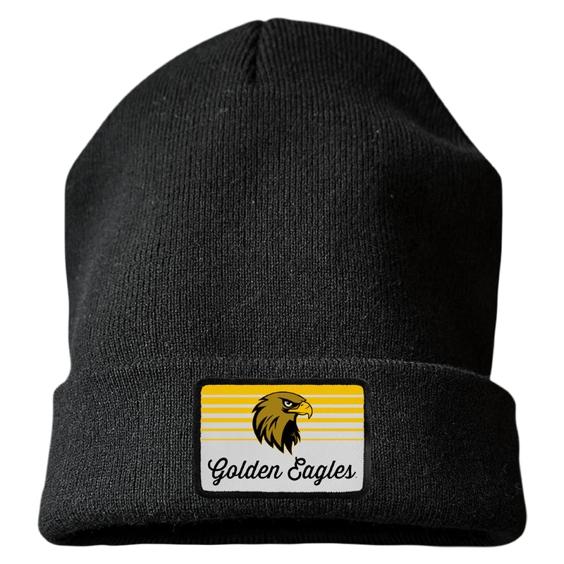 California State University Los Angeles Officially Licensed Unisex Beanie with Rectangle or Round Cloth Patch Black|Rectangle