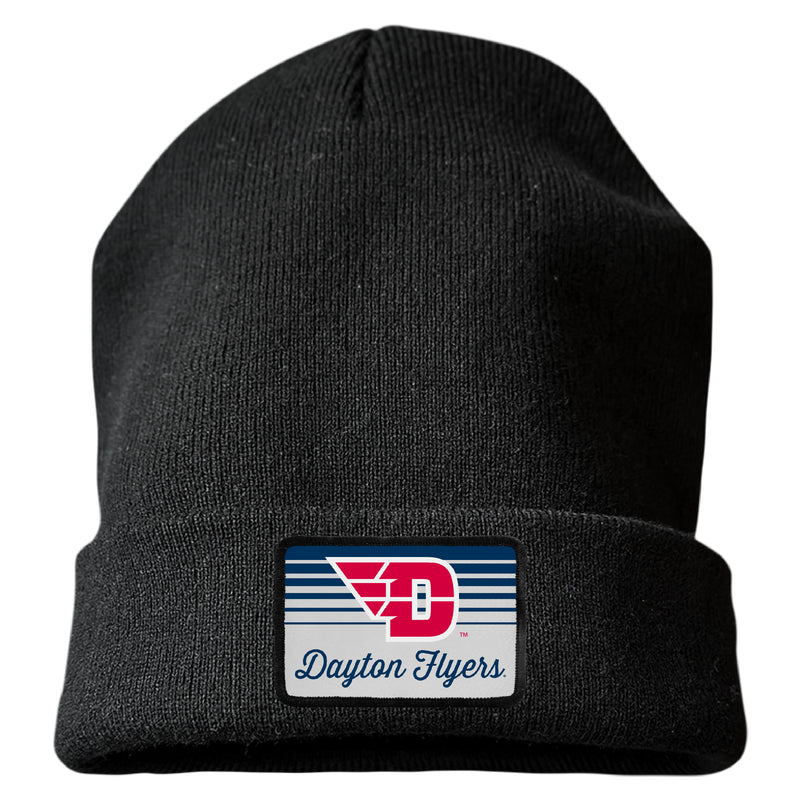 Dayton Flyers Officially Licensed Unisex Beanie with Rectangle or Round Cloth Patch Black|Rectangle