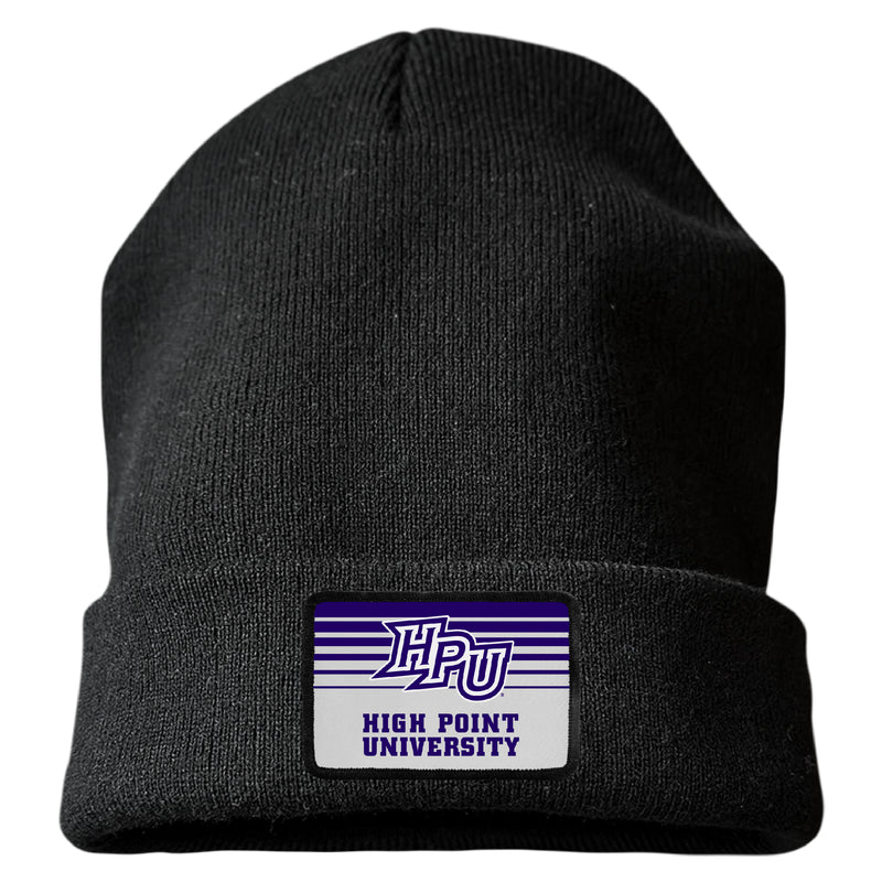 High Point University Officially Licensed Unisex Beanie with Rectangle or Round Cloth Patch Black|Rectangle
