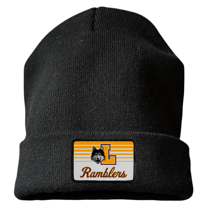 Loyola University Ramblers Officially Licensed Unisex Beanie with Rectangle or Round Cloth Patch Black|Rectangle