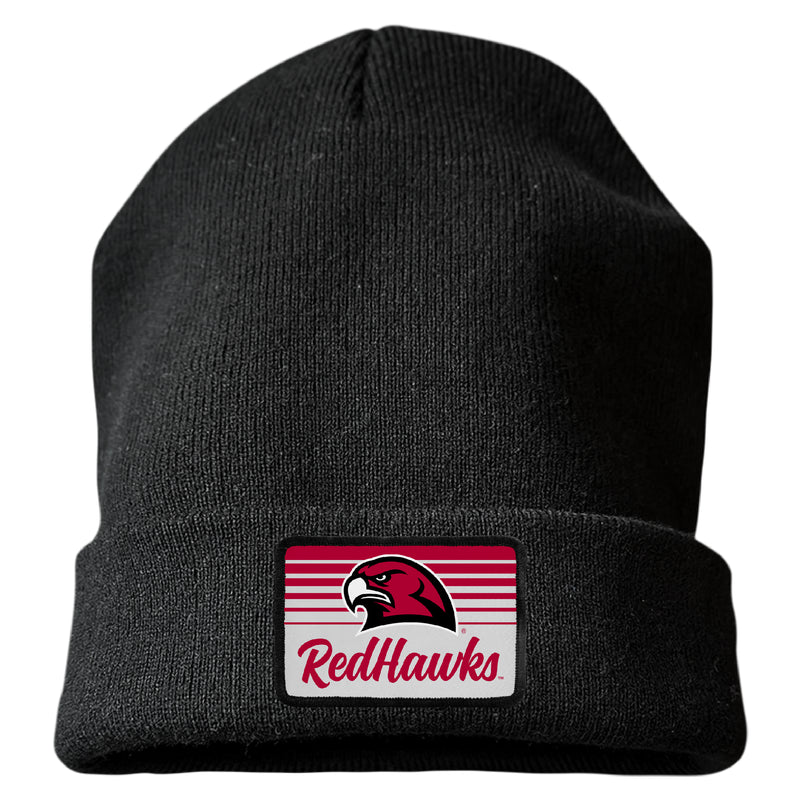 Miami University of Ohio Officially Licensed Unisex Beanie with Rectangle or Round Cloth Patch Black|Rectangle