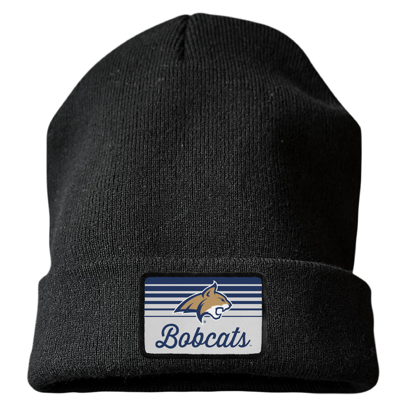 Montana State Bobcats Officially Licensed Unisex Beanie with Rectangle or Round Cloth Patch Black|Rectangle