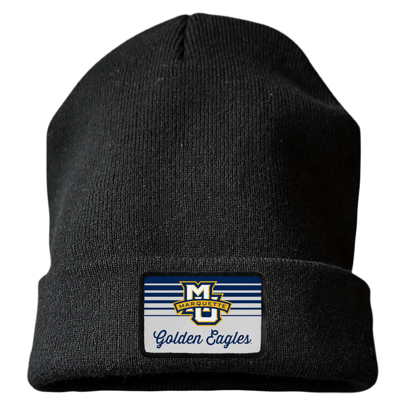 Marquette Golden Eagles Officially Licensed Unisex Beanie with Rectangle or Round Cloth Patch Black|Rectangle
