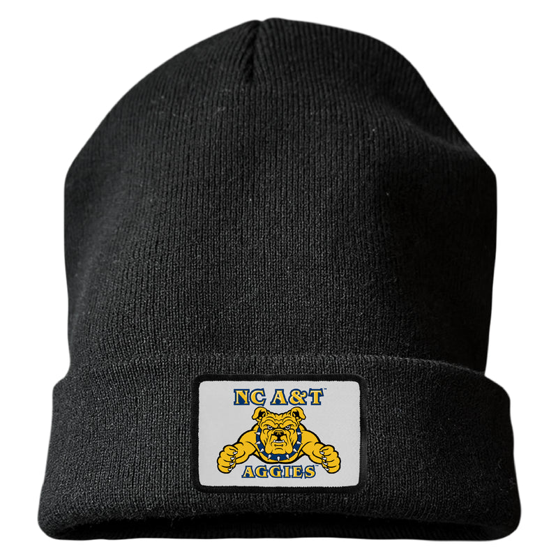 North Carolina A&T State Aggies Officially Licensed Unisex Beanie with Rectangle or Round Cloth Patch Black|Rectangle