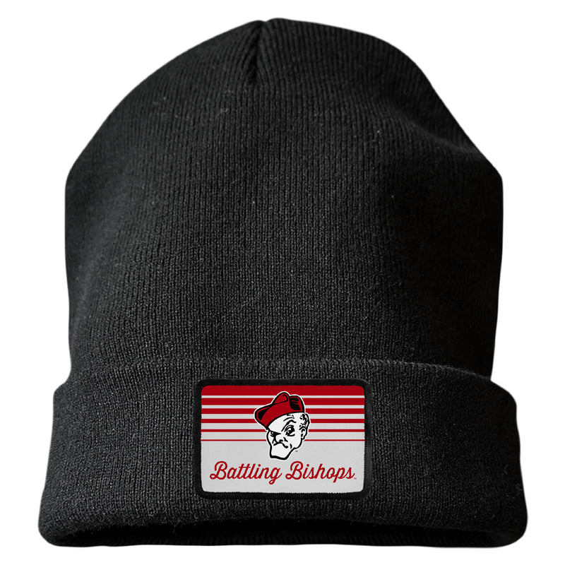 Ohio Wesleyan University Officially Licensed Unisex Beanie with Rectangle or Round Cloth Patch Black|Rectangle
