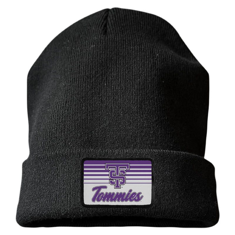 University of St. Thomas Officially Licensed Unisex Beanie with Rectangle or Round Cloth Patch Black|Rectangle