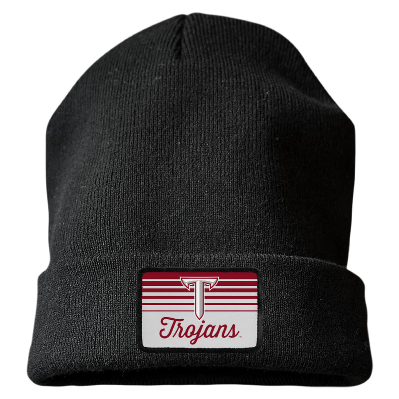 Troy University Officially Licensed Unisex Beanie with Rectangle or Round Cloth Patch Black|Rectangle