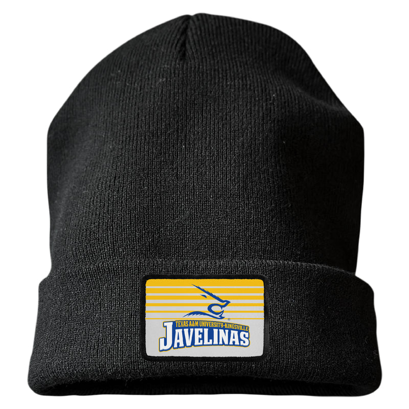 Texas A&M Kingsville Javelinas Officially Licensed Unisex Beanie with Rectangle or Round Cloth Patch Black|Rectangle