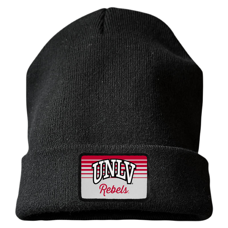 UNLV Rebels Officially Licensed Unisex Beanie with Rectangle or Round Cloth Patch Black|Rectangle