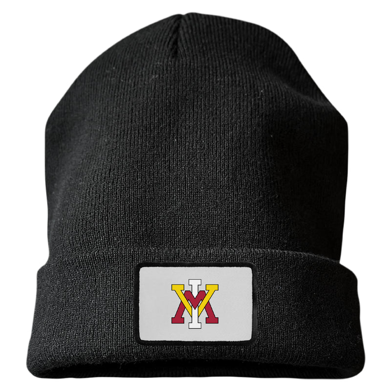 VMI Keydets Officially Licensed Unisex Beanie with Rectangle or Round Cloth Patch Black|Rectangle