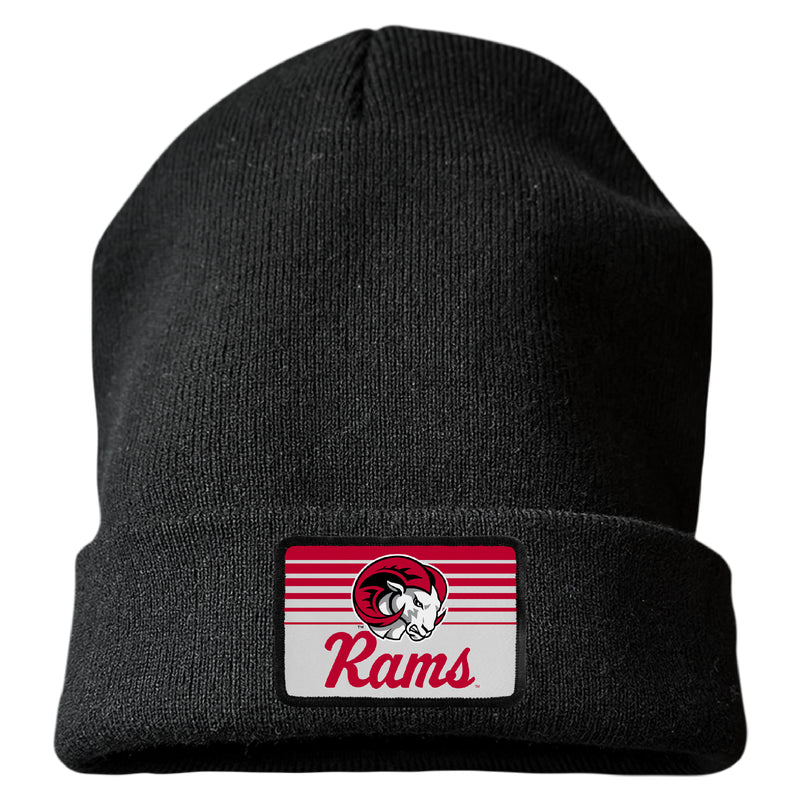 Winston-Salem State Officially Licensed Unisex Beanie with Rectangle or Round Cloth Patch Black|Rectangle