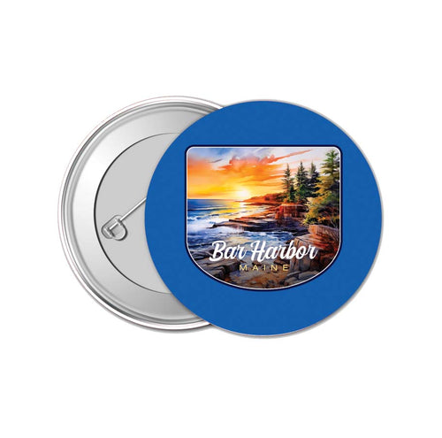Bar Harbor Maine Design B Souvenir Small 1-Inch Button Pin 4 Pack