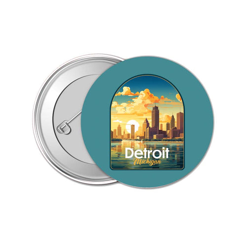 Detroit Michigan Design B Souvenir Small 1-Inch Button Pin 4 Pack 