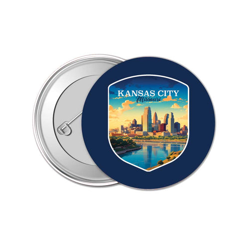 Kansas City Missouri Design A Souvenir Small 1-Inch Button Pin 4 Pack