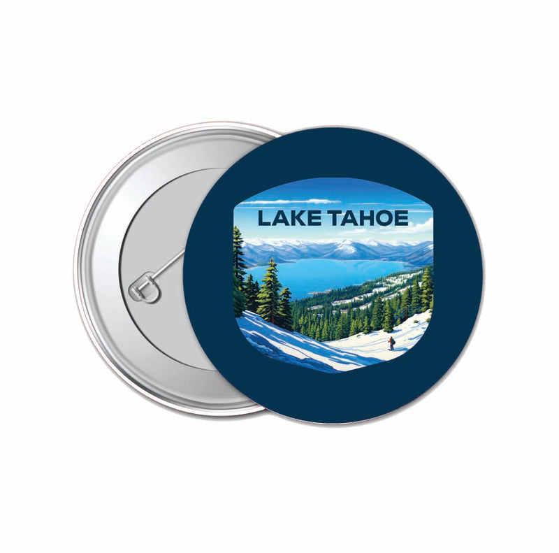Lake Tahoe Ski Design D Souvenir Small 1-Inch Button Pin 4 Pack 