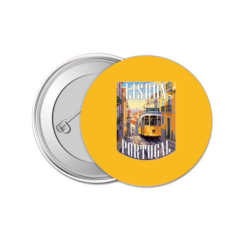 Lisbon Portugal Design A Souvenir Small 1-Inch Button Pin 4 Pack