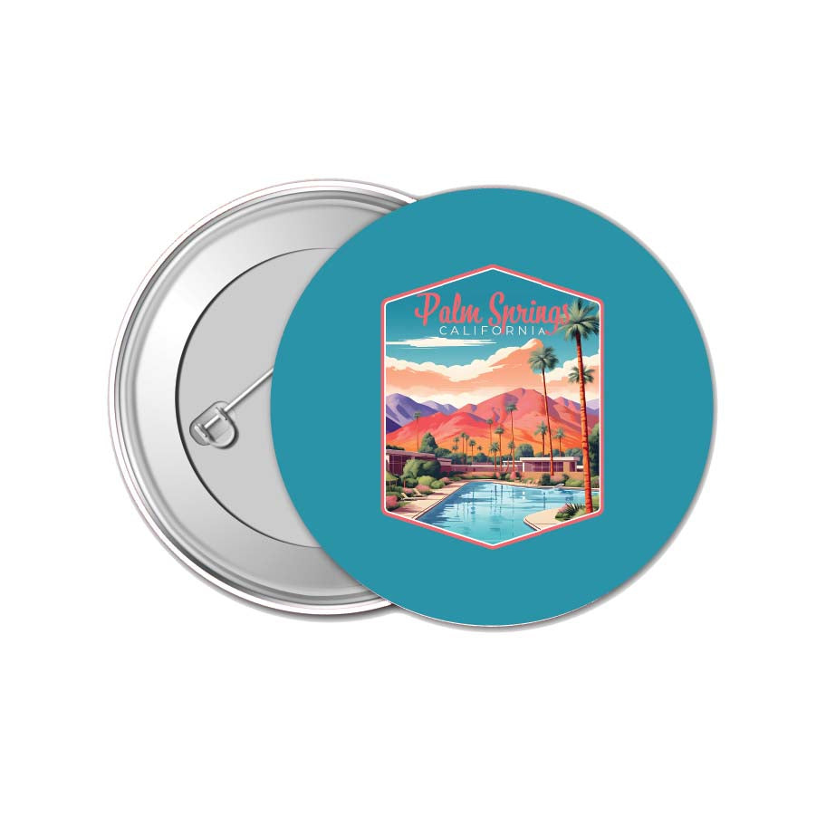 Palm Springs California Design B Souvenir Small 1-Inch Button Pin 4 Pack 