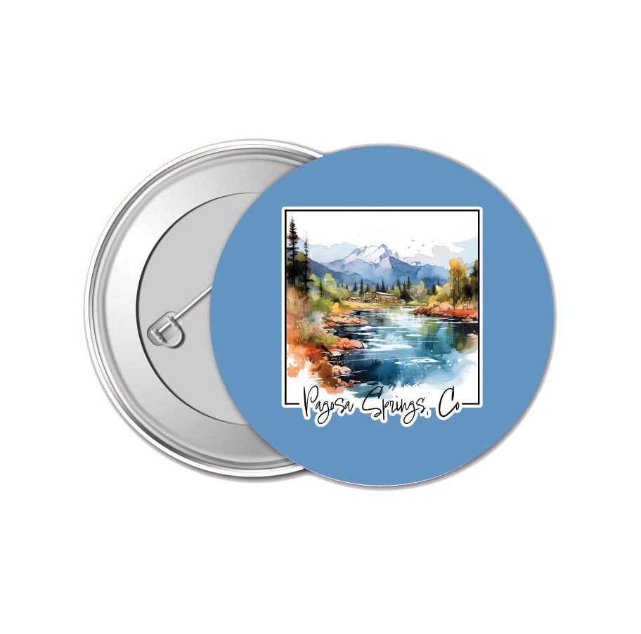 Pagosa Springs Colorado Design A Souvenir Small 1-Inch Button Pin 4 Pack