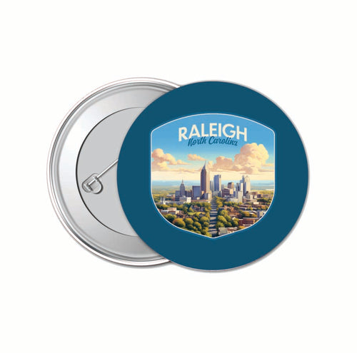 Raleigh North Carolina Daytime Cityscape Design Souvenir Small 1-Inch Button Pin 4 Pack 