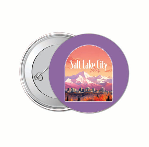 Salt Lake City Utah Design C Souvenir Small 1-Inch Button Pin 4 Pack 