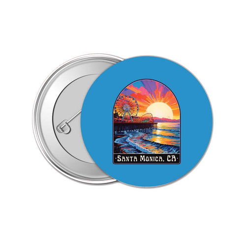 Santa Monica California Design B Souvenir Small 1-Inch Button Pin 4 Pack 