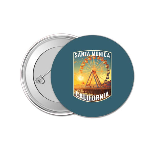 Santa Monica California Design C Souvenir Small 1-Inch Button Pin 4 Pack 