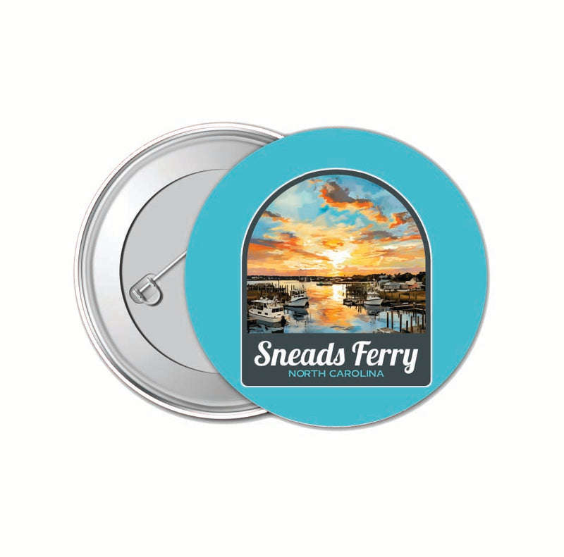 Sneads Ferry North Carolina Sunset over Bay Design Souvenir Small 1-Inch Button Pin 4 Pack 