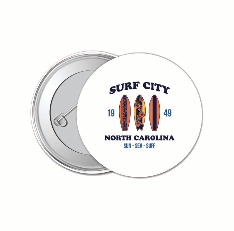 Surf City North Carolina Sun Sea Surf Design Souvenir Small 1-Inch Button Pin 4 Pack 
