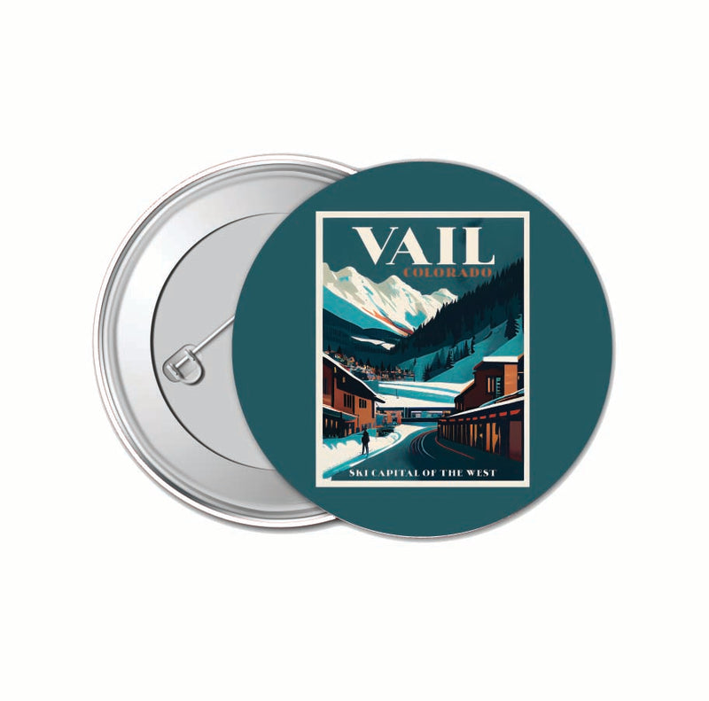 Vail Colorado Design B Souvenir Small 1-Inch Button Pin 4 Pack 
