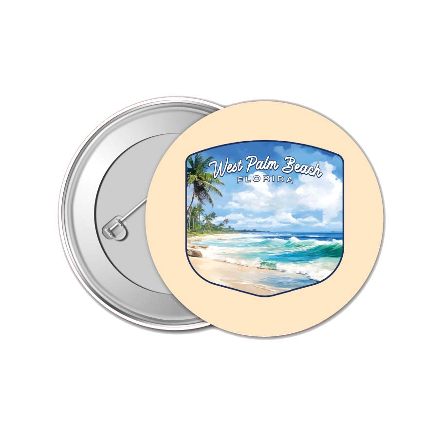 West Palm Beach Florida Design B Souvenir Small 1-Inch Button Pin 4 Pack 