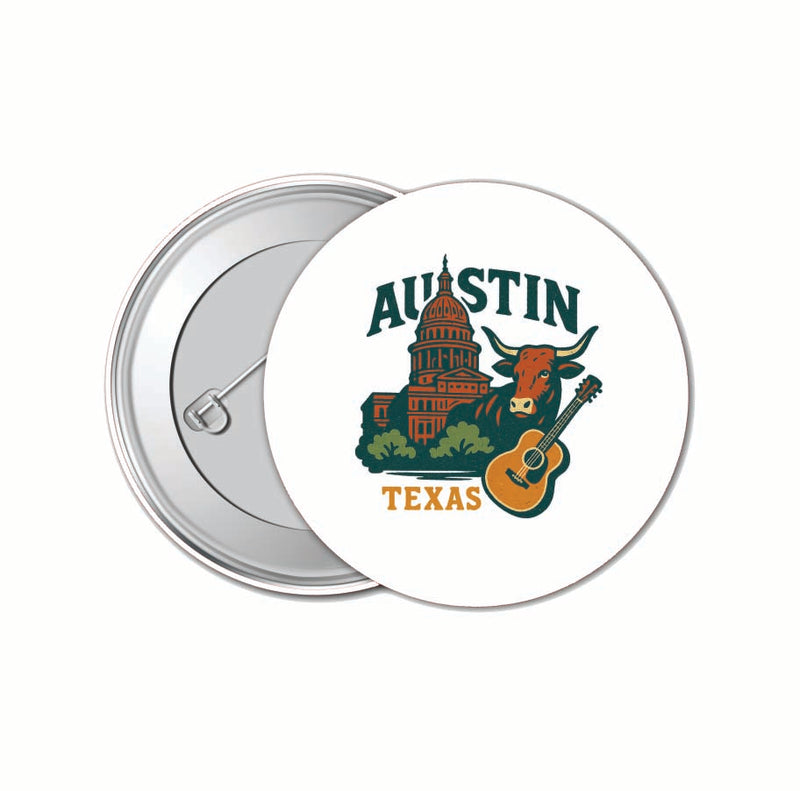 Austin Texas Vintage Design Souvenir 4 Pack Set - Small Button Pin 1-Inch