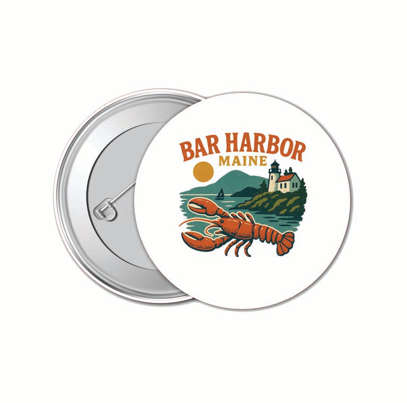 Bar Harbor Maine Vintage Design Souvenir 4 Pack Set - Small Button Pin 1-Inch