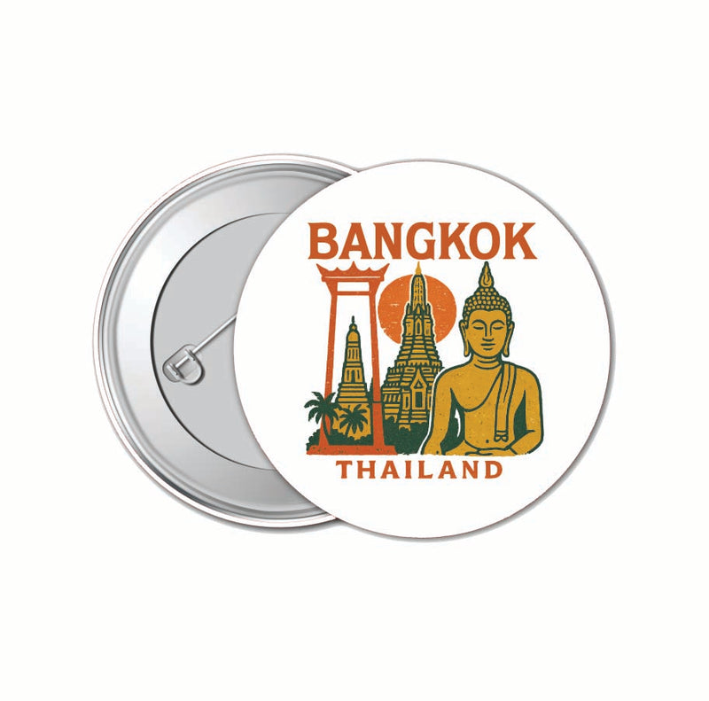 Bangkok Thailand Vintage Design Souvenir 4 Pack Set - Small Button Pin 1-Inch