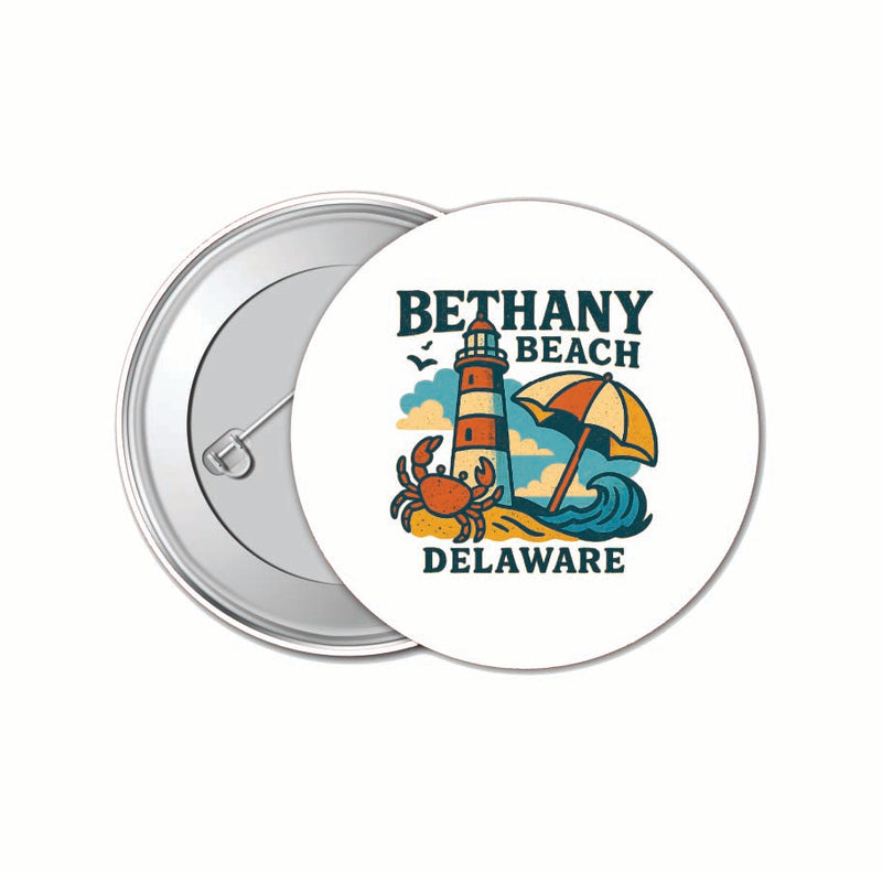 Bethany Beach Delaware Vintage Design Souvenir 4 Pack Set - Small Button Pin 1-Inch