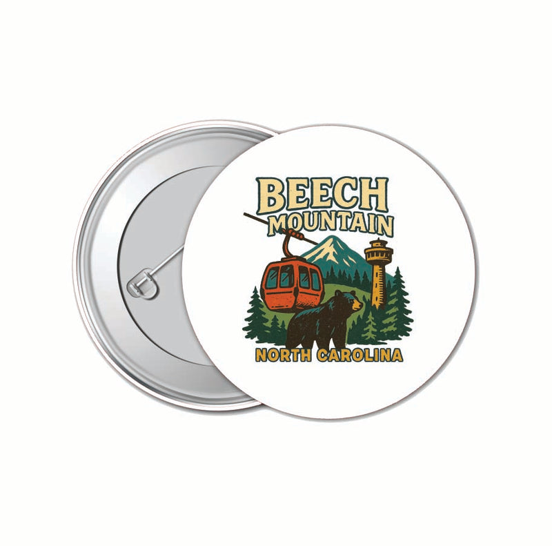 Beech Mountain North Carolina Vintage Design Souvenir 4 Pack Set - Small Button Pin 1-Inch