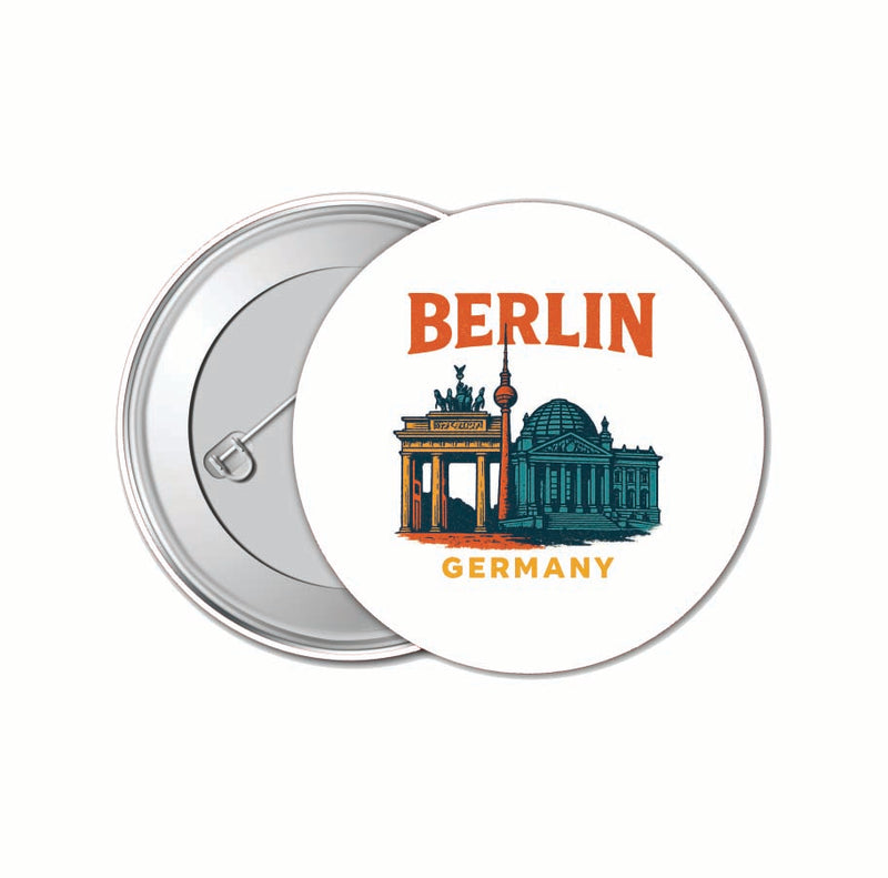 Berlin Germany Vintage Design Souvenir 4 Pack Set - Small Button Pin 1-Inch