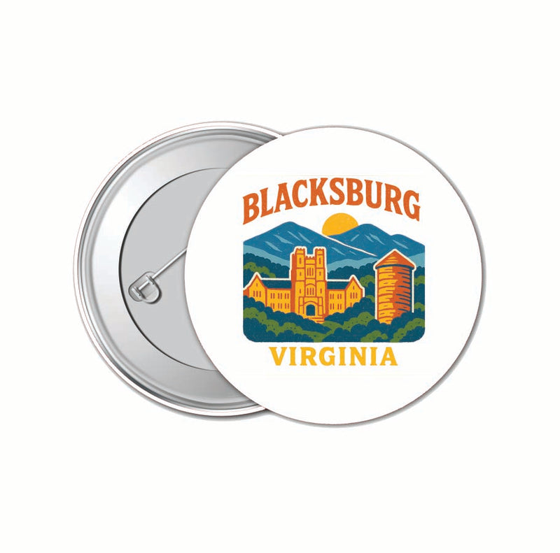 Blacksburg Virginia Vintage Design Souvenir 4 Pack Set - Small Button Pin 1-Inch