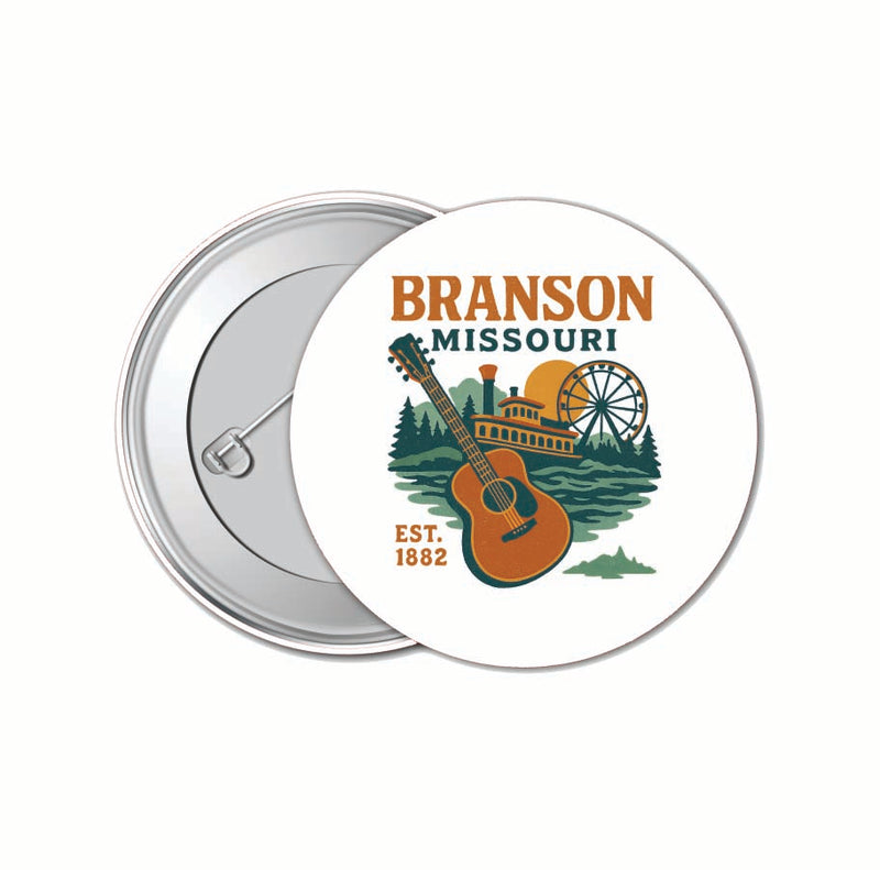 Branson Missouri Vintage Design Souvenir 4 Pack Set - Small Button Pin 1-Inch