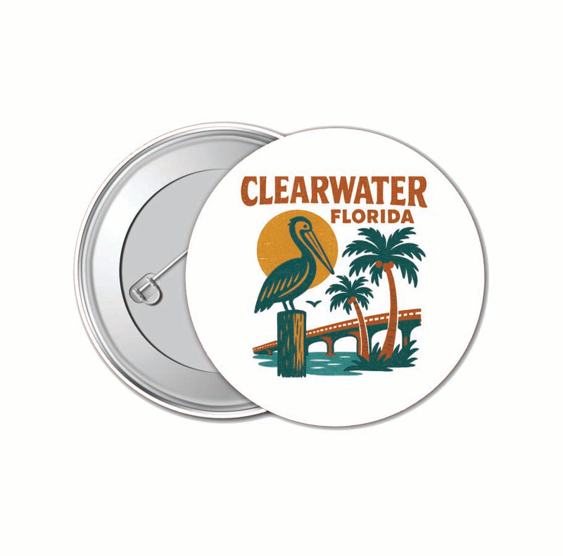 Clearwater Florida Vintage Design Souvenir 4 Pack Set - Small Button Pin 1-Inch