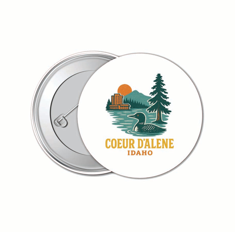 Coeur D'Alene Idaho Vintage Design Souvenir 4 Pack Set - Small Button Pin 1-Inch