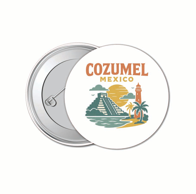 Cozumel Mexico Vintage Design Souvenir 4 Pack Set - Small Button Pin 1-Inch