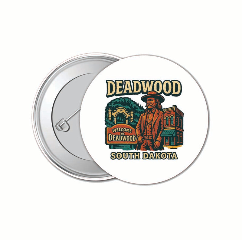 Deadwood South Dakota Vintage Design Souvenir 4 Pack Set - Small Button Pin 1-Inch