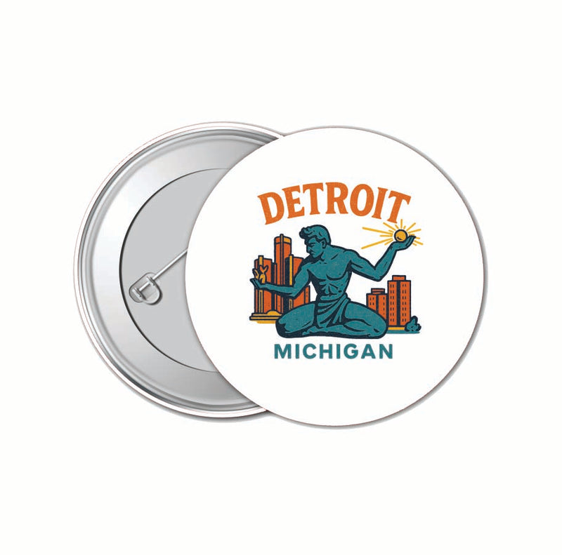 Detroit Michigan Vintage Design Souvenir 4 Pack Set - Small Button Pin 1-Inch