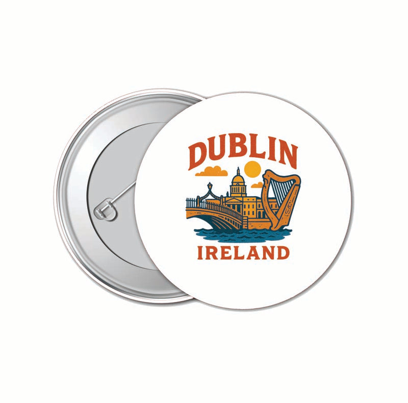 Dublin Ireland Vintage Design Souvenir 4 Pack Set - Small Button Pin 1-Inch