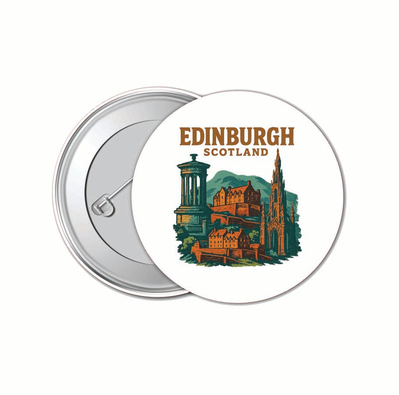 Edinburgh Scotland Vintage Design Souvenir 4 Pack Set - Small Button Pin 1-Inch