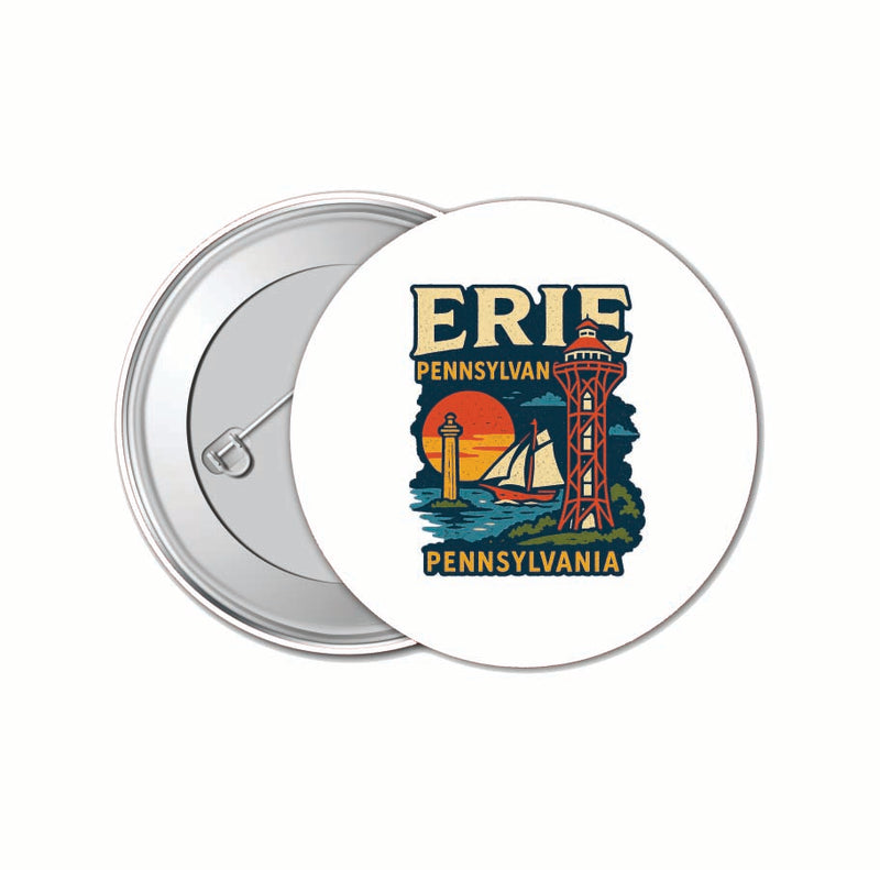 Erie Pennsylvania Vintage Design Souvenir 4 Pack Set - Small Button Pin 1-Inch