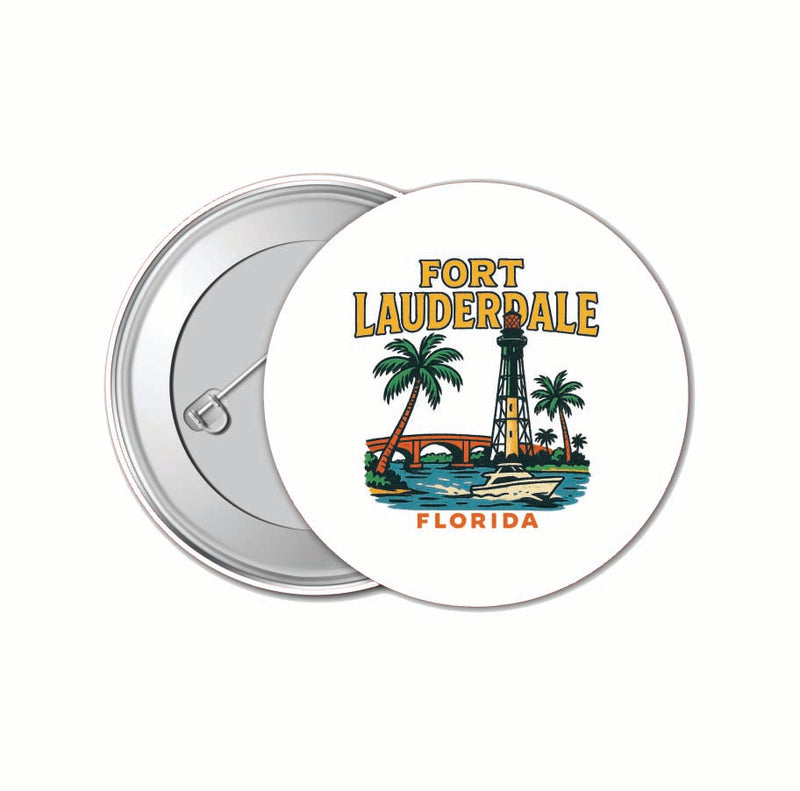 Fort Lauderdale Florida Vintage Design Souvenir 4 Pack Set - Small Button Pin 1-Inch