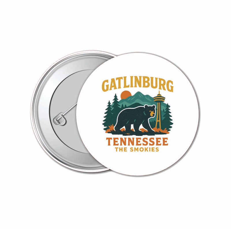 Gatlinburg Tennessee Vintage Design Souvenir 4 Pack Set - Small Button Pin 1-Inch