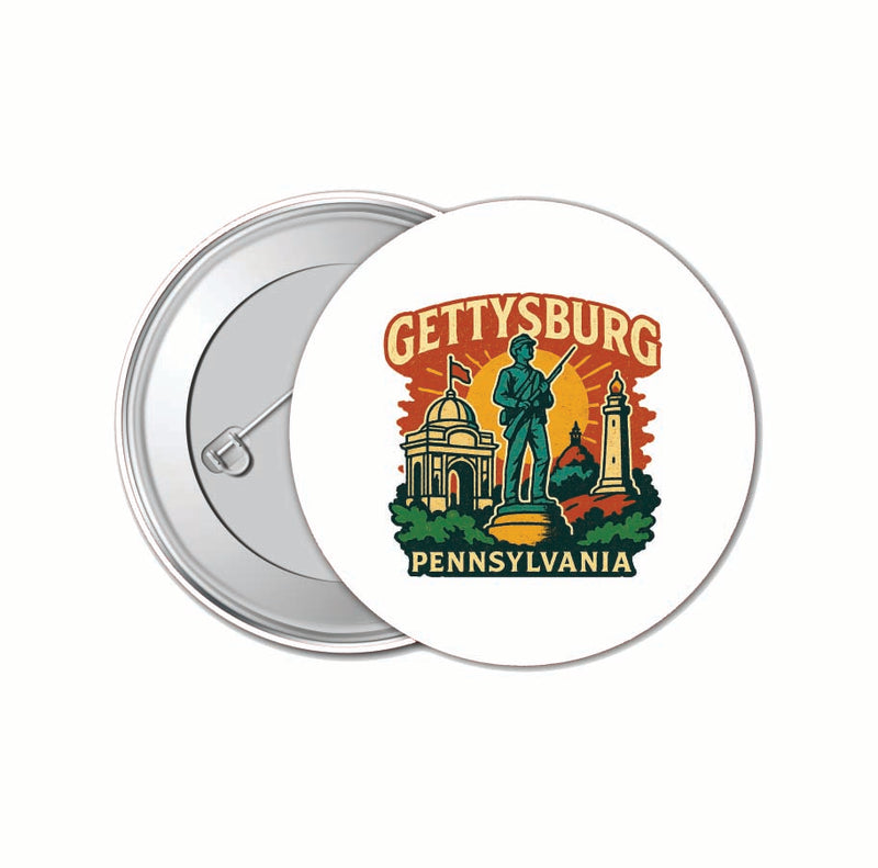 Gettysburg Pennsylvania Vintage Design Souvenir 4 Pack Set - Small Button Pin 1-Inch