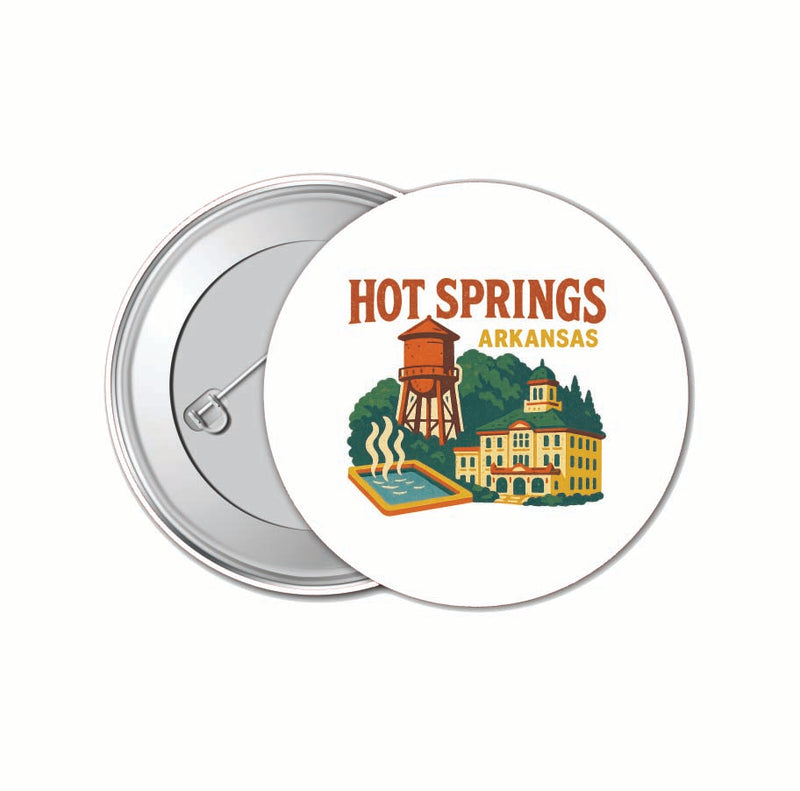 Hot Springs Arkansas Vintage Design Souvenir 4 Pack Set - Small Button Pin 1-Inch